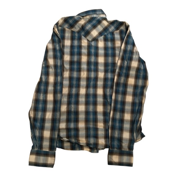 Hollister Pearl Button Down Shirt Blue and White with flaw Size Large - Picture 2 of 4